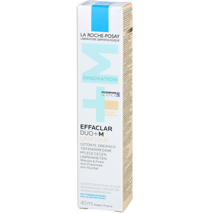La Roche-Posay Effaclar Duo+M Unifiant getönte, dreifach tiefenwirksame Pflege gegen Unreinheiten heller Farbton, 40 ml Creme