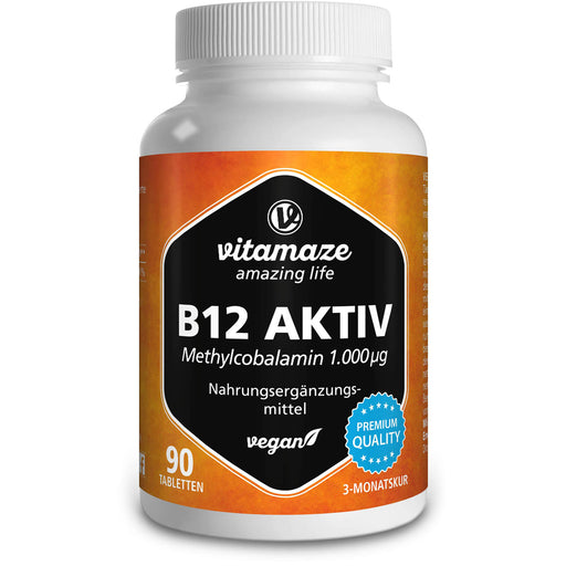 Vitamaze B12 Aktiv 1000 ug vegane Tabletten gegen B12-Mangel, 90 St. Tabletten