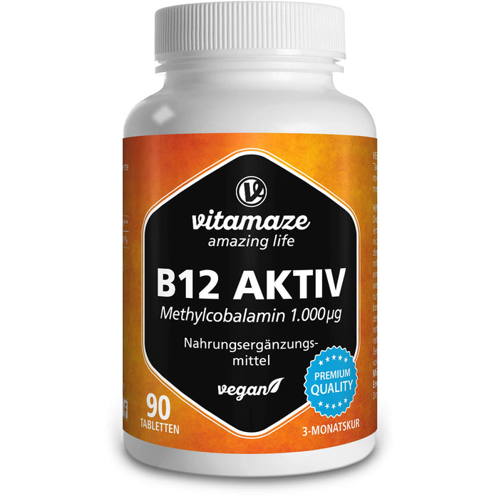 Vitamaze B12 Aktiv 1000 ug vegane Tabletten gegen B12-Mangel, 90 St. Tabletten