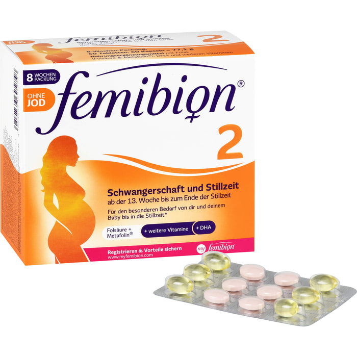 Femibion 2 Schwangerschaft und Stillzeit ohne Jod Tabletten und Kapseln, 60 St. Tagesportionen