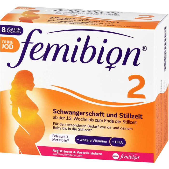Femibion 2 Schwangerschaft und Stillzeit ohne Jod Tabletten und Kapseln, 60 St. Tagesportionen