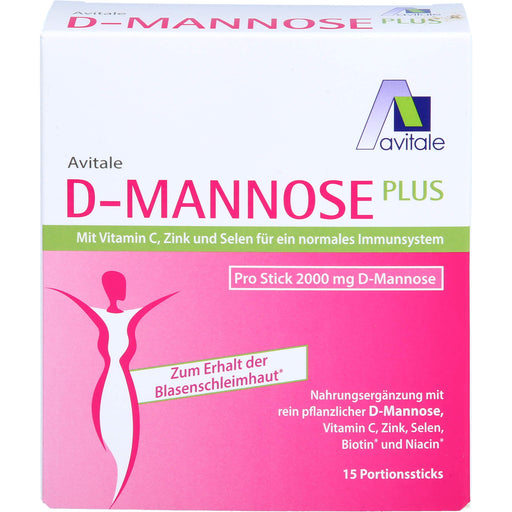 Avitale 2000 mg D-Mannose Portionssticks zum Erhalt der Blasenschleimhaut, 15 St. Beutel