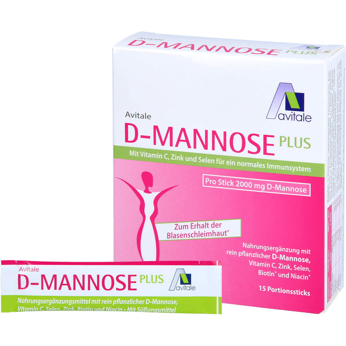 Avitale 2000 mg D-Mannose Portionssticks zum Erhalt der Blasenschleimhaut, 15 St. Beutel