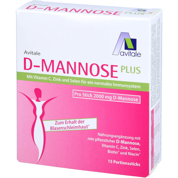 Avitale 2000 mg D-Mannose Portionssticks zum Erhalt der Blasenschleimhaut, 15 St. Beutel
