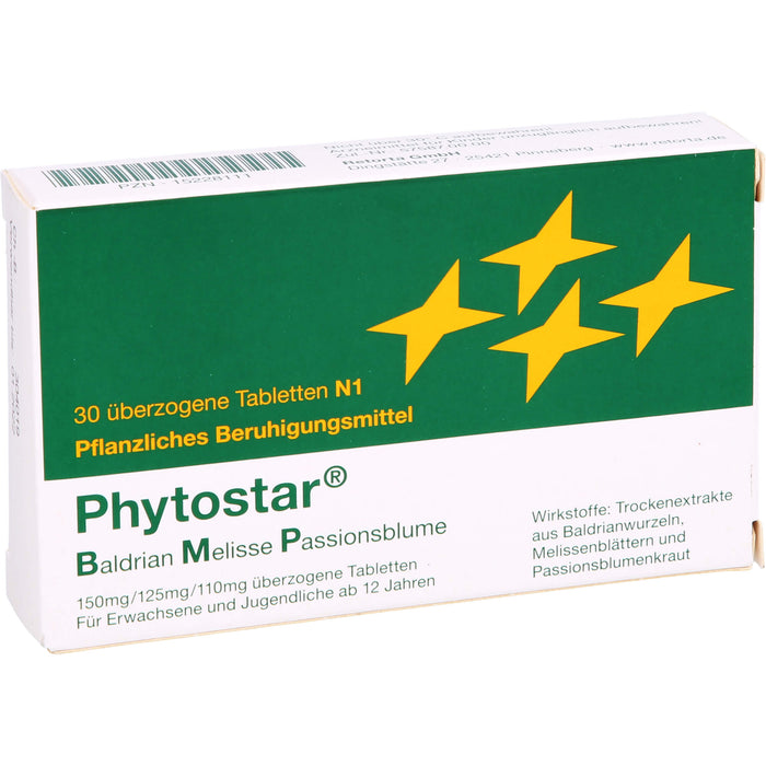 Phytostar Baldrian Melisse Passionsblume 150/125/110mg Tabletten pflanzliches Beruhigungsmittel, 30 St. Tabletten