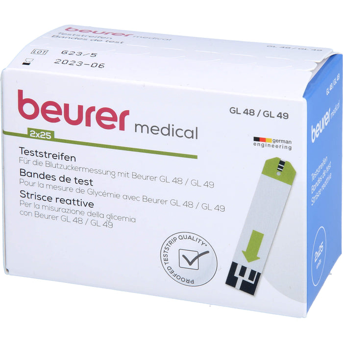 Beurer GL 48/49 Teststreifen für die Blutzuckermessung, 50 St. Teststreifen