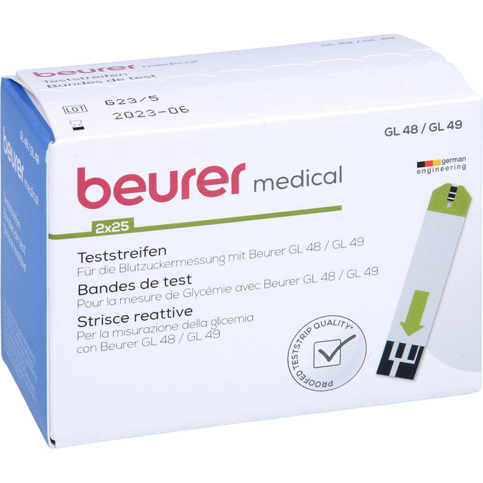 Beurer GL 48/49 Teststreifen für die Blutzuckermessung, 50 St. Teststreifen