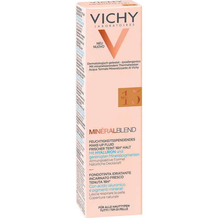 VICHY Minéralblend feuchtigkeitsspendendes Make-up Fluid mit Hyaluron 15 Terra, 30 ml Lösung