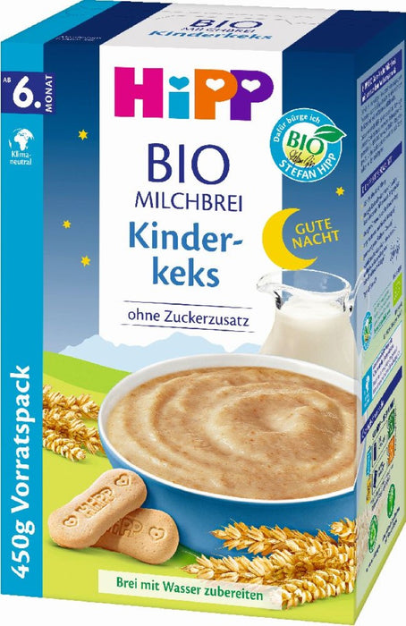 HiPP Gute Nacht Milchbrei Kinderkeks ohne Zuckerzusatz ab dem 6.Monat, Pulver, 450.0 g Pulver