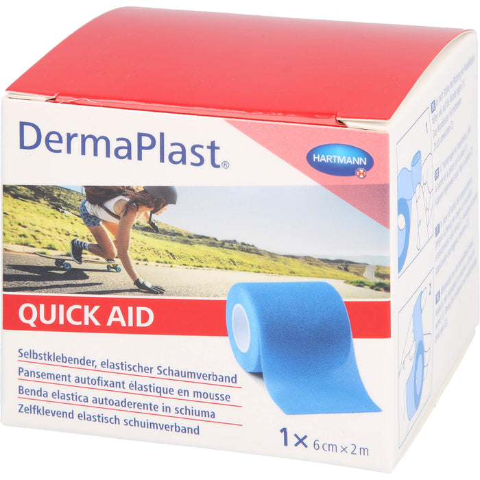 DermaPlast Quick Aid selbstklebender, elastischer Schaumverband 6 cm x 2 m blau, 1 St. Verband
