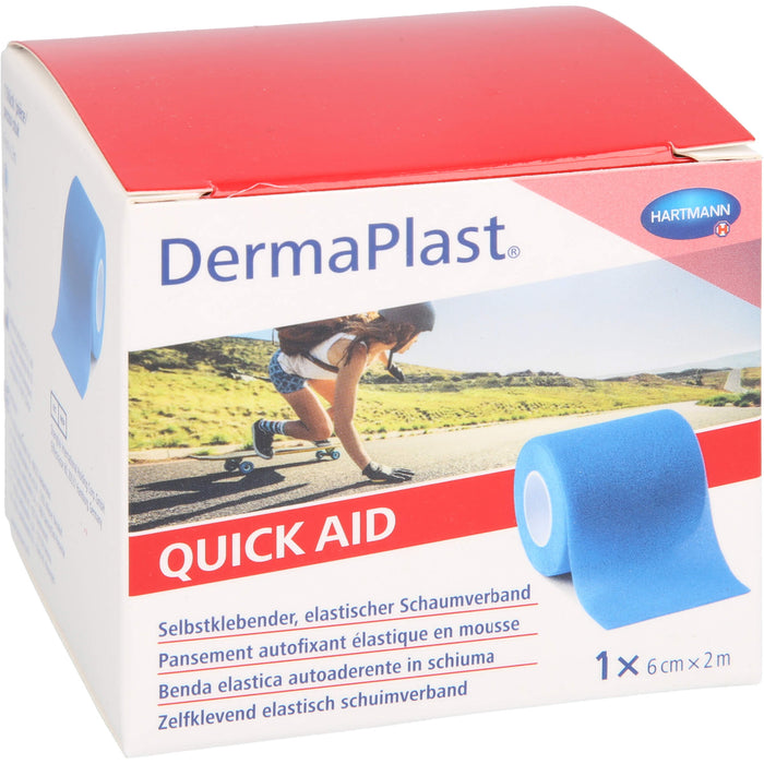 DermaPlast Quick Aid selbstklebender, elastischer Schaumverband 6 cm x 2 m blau, 1 St. Verband