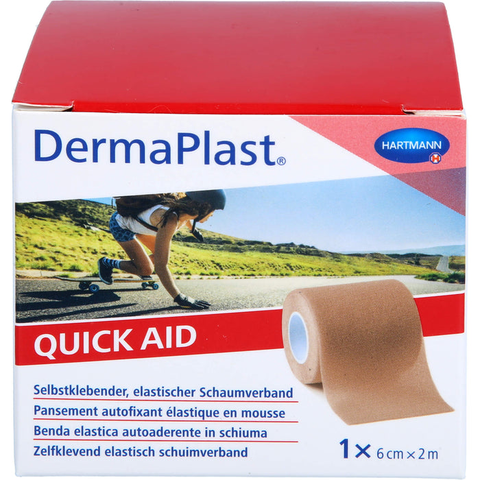 DermaPlast Quick Aid selbstklebender, elastischer Schaumverband 6 cm x 2 m hautfarben, 1 St. Verband