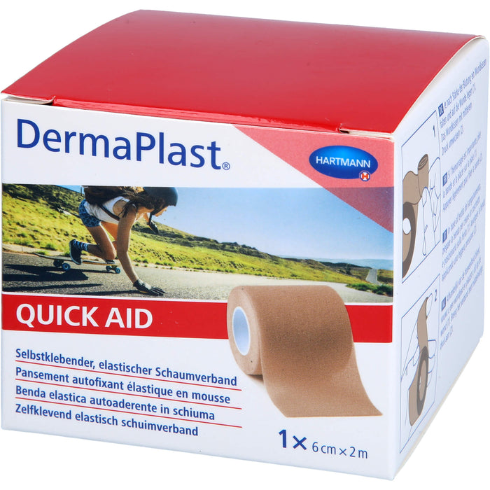 DermaPlast Quick Aid selbstklebender, elastischer Schaumverband 6 cm x 2 m hautfarben, 1 St. Verband