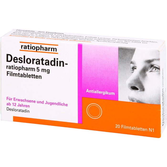 Desloratadin-ratiopharm 5 mg Filmtabletten bei Allergien, 20 St. Tabletten
