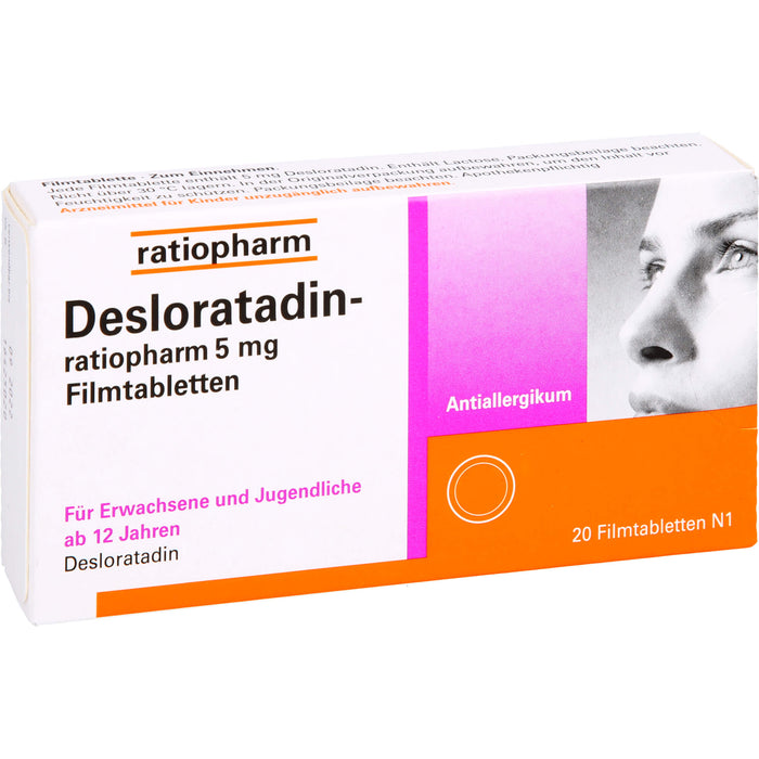 Desloratadin-ratiopharm 5 mg Filmtabletten bei Allergien, 20 St. Tabletten