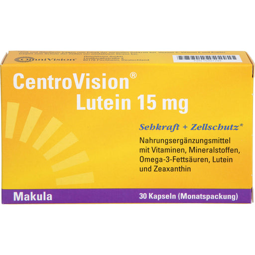 CentroVision Lutein 15 mg Kapseln für Sehkraft und Zellschutz, 30 St. Kapseln