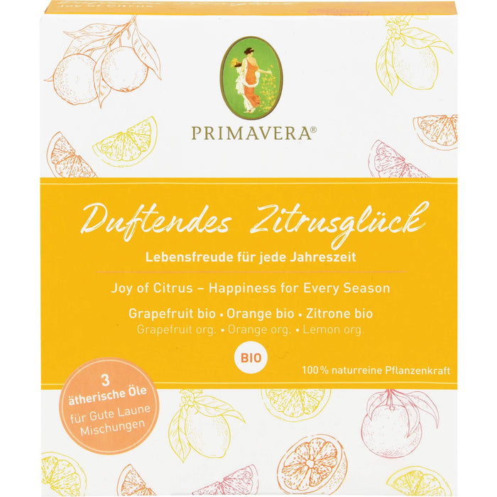 PRIMAVERA Set Duftendes Zitrusglück bio Grapefruit, Orange und Zitrone, 15 ml Lösung