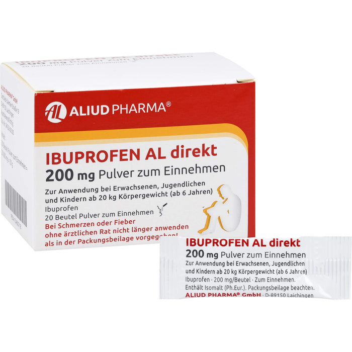 AL Ibuprofen direkt 200 mg Pulver bei Schmerzen und Fieber, 20 St. Pulver