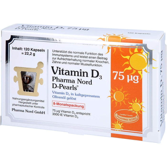Pharma Nord Vitamin D3 75 ug D-Pearls Kapseln, 120 St. Kapseln
