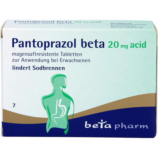 Pantoprazol beta 20 mg acid Tabletten lindert Sodbrennen, 7 St. Tabletten