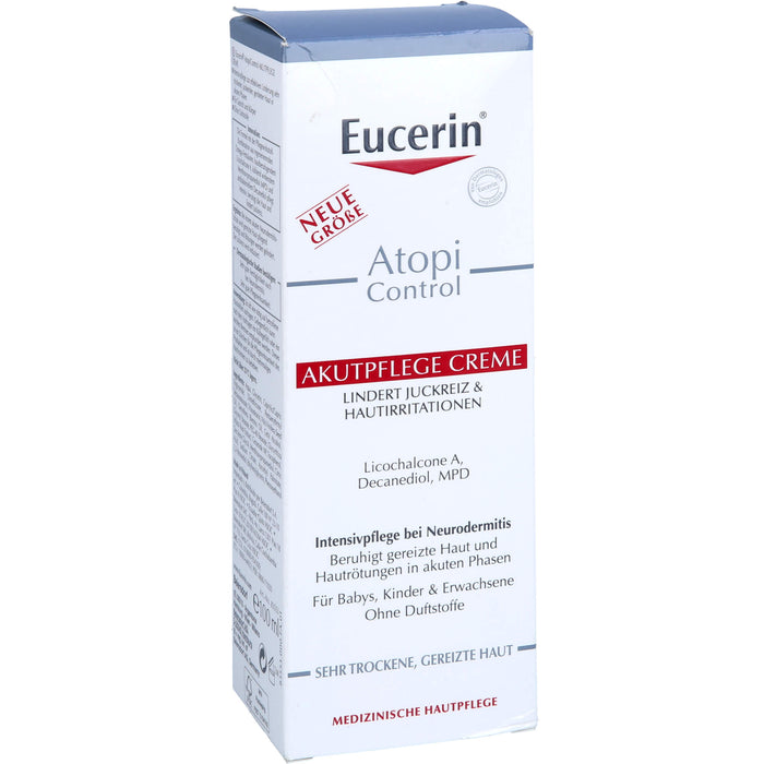 Eucerin AtopiControl Akutpflege Creme reduziert Juckreiz und lindert Rötungen und Hautreizungen, 100 ml Creme