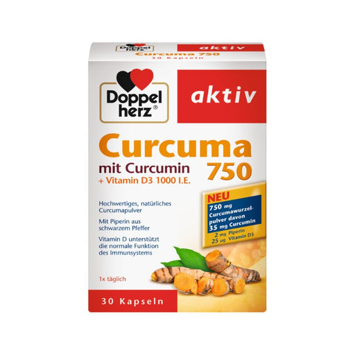 Doppelherz aktiv Curcuma 750 Kapseln unterstützt die normale Funktion des Immunsystems, 30 St. Kapseln