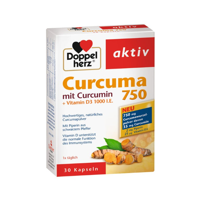 Doppelherz aktiv Curcuma 750 Kapseln unterstützt die normale Funktion des Immunsystems, 30 St. Kapseln