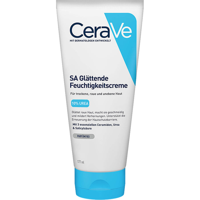 CeraVe SA glättende Feuchtigkeitscreme mit 10% Urea für trockene, raue und unebene Haut am Körper, 177 ml Creme