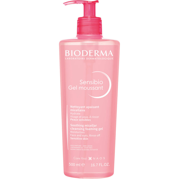 BIODERMA Sensibio Gel Moussant mildes und beruhigendes Mizellenreinigungsgel, 500 ml Gel