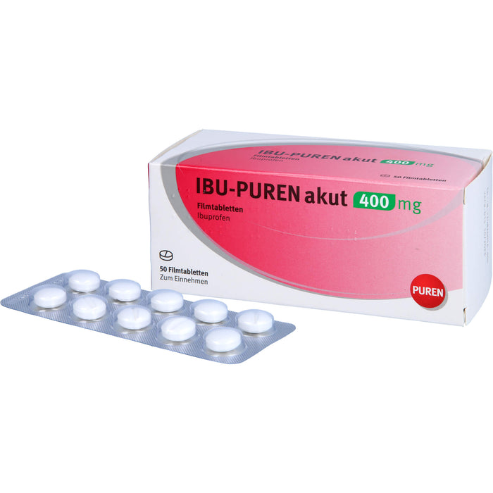 IBU-PUREN akut 400 mg Filmtabletten bei Schmerzen und Fieber, 50 St. Tabletten