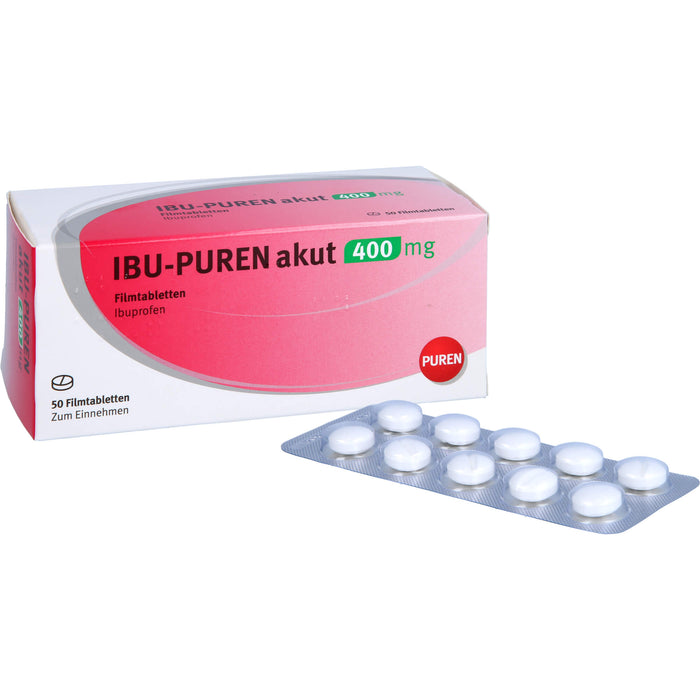 IBU-PUREN akut 400 mg Filmtabletten bei Schmerzen und Fieber, 50 St. Tabletten