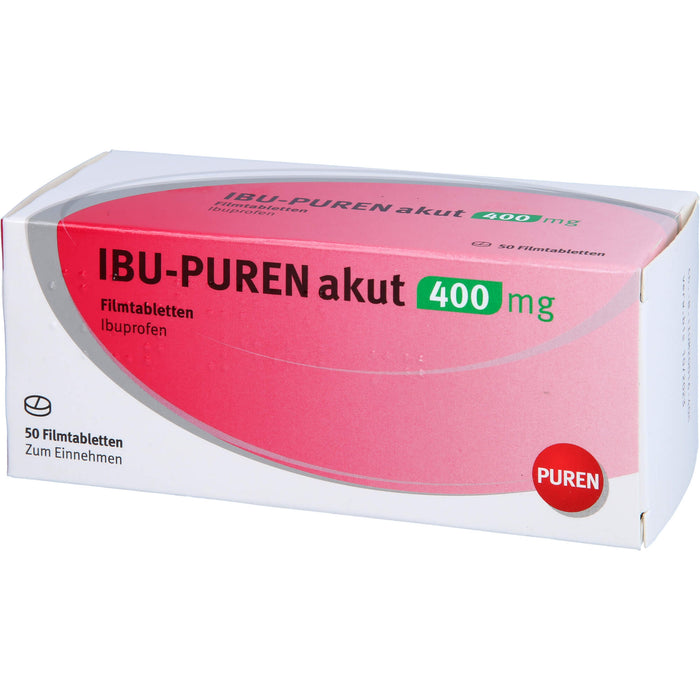 IBU-PUREN akut 400 mg Filmtabletten bei Schmerzen und Fieber, 50 St. Tabletten
