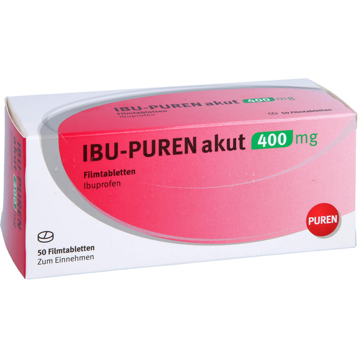 IBU-PUREN akut 400 mg Filmtabletten bei Schmerzen und Fieber, 50 St. Tabletten