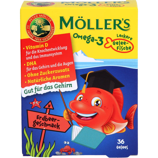 Möller's Omega-3 leckere Gelee-Fische mit Erdbeergeschmack, 36 St. Tabletten