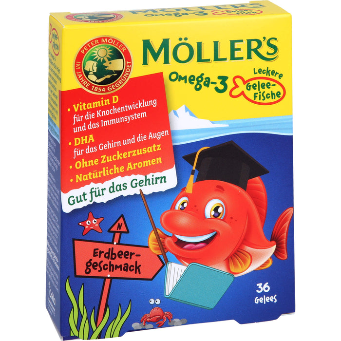 Möller's Omega-3 leckere Gelee-Fische mit Erdbeergeschmack, 36 St. Tabletten