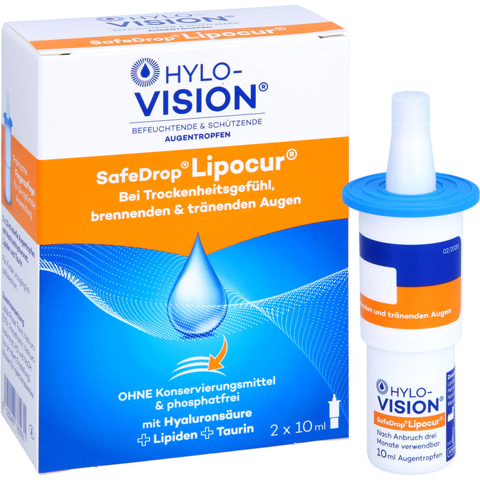 Hylo-Vision SafeDrop Lipocur Augentropfen bei Trockenheitsgefühl,  brennenden und tränenden Augen, 20 ml Lösung