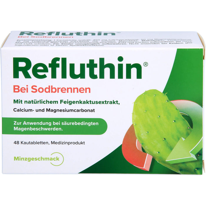 Refluthin Kautabletten bei Sodbrennen mit Minzgeschmack, 48 St. Kautabletten