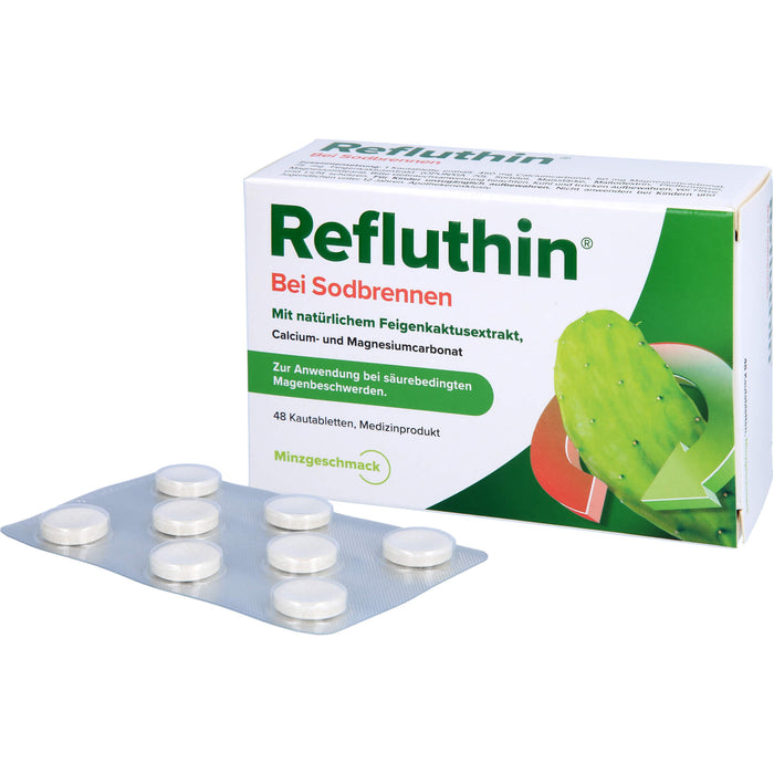 Refluthin Kautabletten bei Sodbrennen mit Minzgeschmack, 48 St. Kautabletten