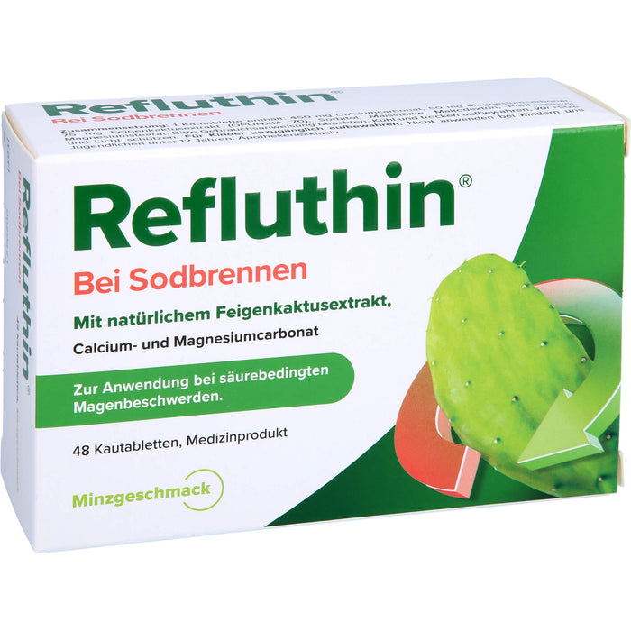 Refluthin Kautabletten bei Sodbrennen mit Minzgeschmack, 48 St. Kautabletten