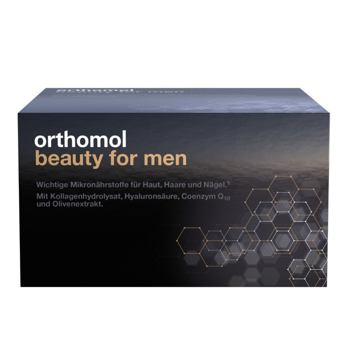 Orthomol Beauty for Men - unterstützt Haut, Haare und Nägel bei Männern - mit Coenzym Q10, Biotin und Zink - Trinkampullen, 30 St. Tagesportionen