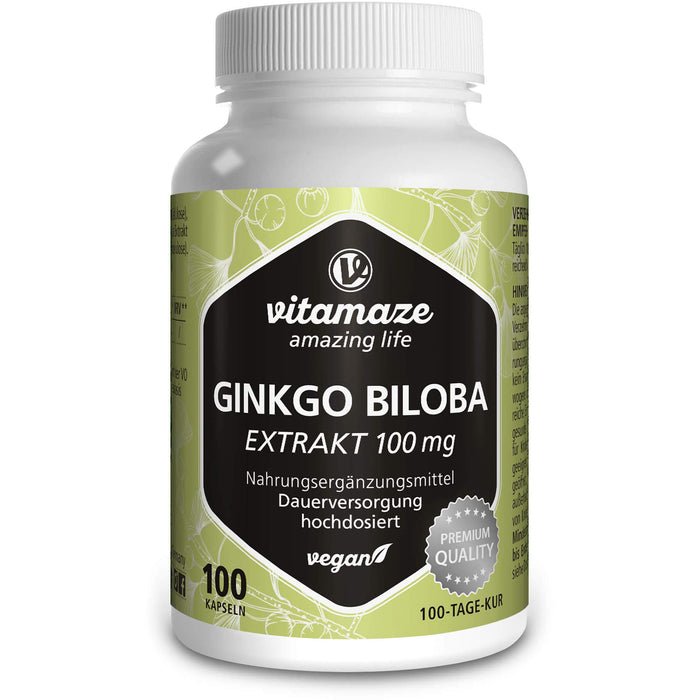 Ginkgo Biloba 100 mg hochdosiert vegan, 100 St KAP