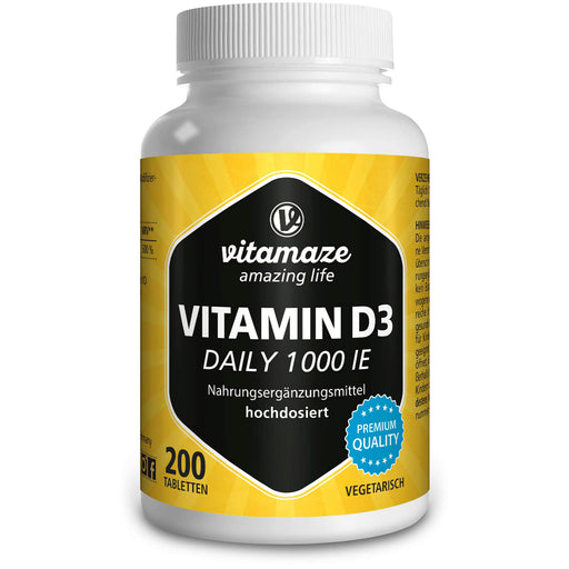 Vitamaze Vitamin D3 1000 I.E. Daily Tabletten vegetarisch, 200 St. Tabletten