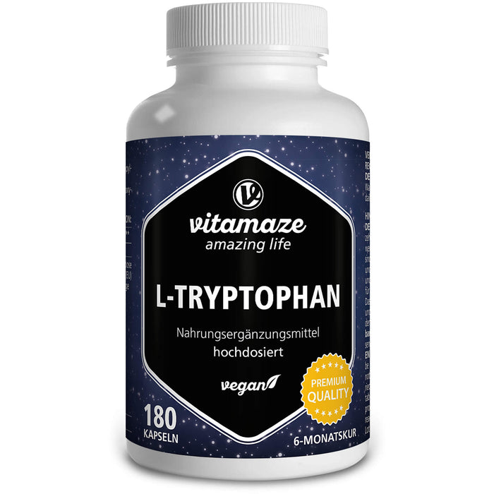 Vitamaze L-Tryptophan 500 mg hochdosiert vegane Kapseln, 180 St. Kapseln