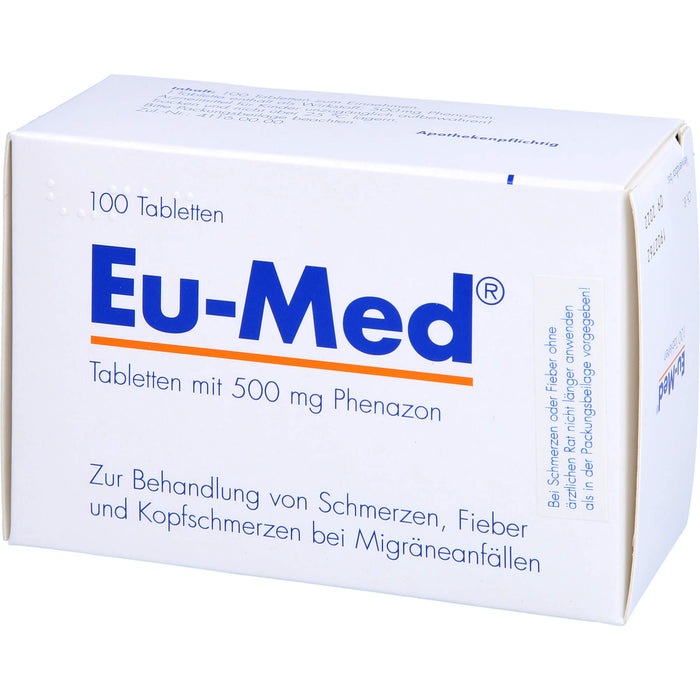 Eu-Med Tabletten bei Schmerzen und Migräne, 100 St. Tabletten