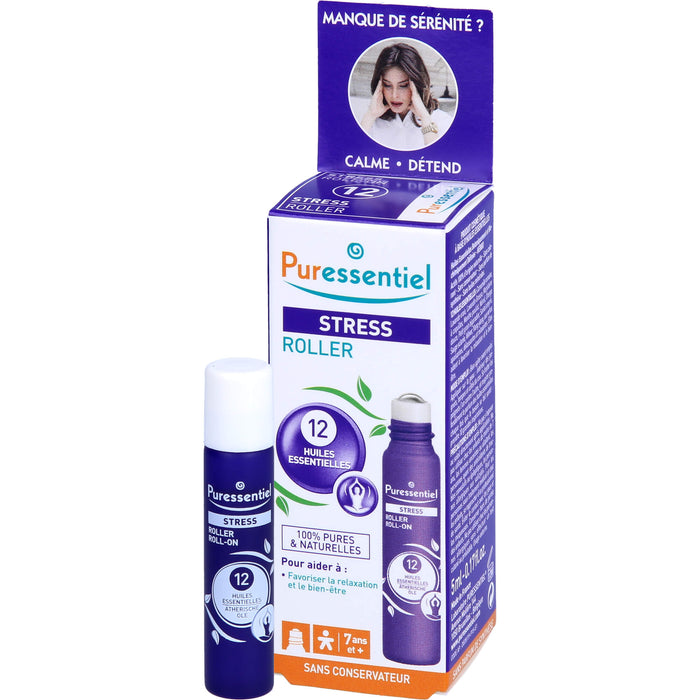 Puressentiel Stress Roll-on mit 12 ätherischen Bio-Ölen – lindert Nervosität und Stress, 5 ml ätherisches Öl