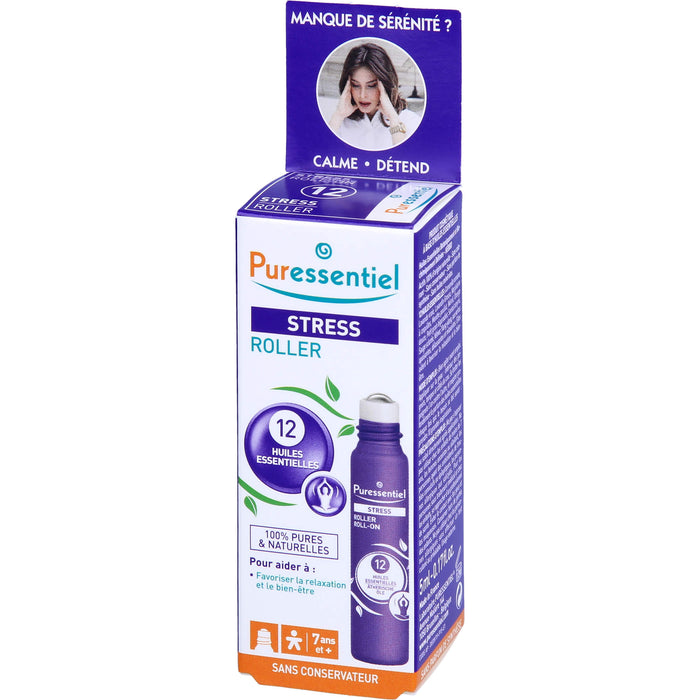 Puressentiel Stress Roll-on mit 12 ätherischen Bio-Ölen – lindert Nervosität und Stress, 5 ml ätherisches Öl
