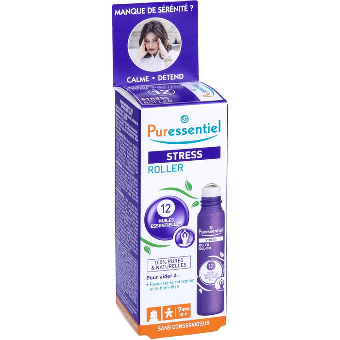 Puressentiel Stress Roll-on mit 12 ätherischen Bio-Ölen – lindert Nervosität und Stress, 5 ml ätherisches Öl