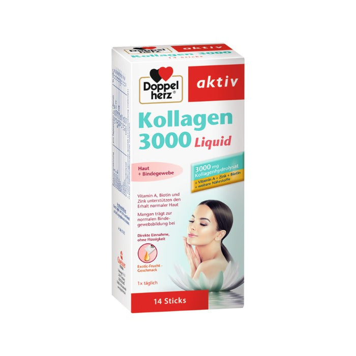 Doppelherz aktiv Kollagen 3000 Liquid Sticks für die Haut und das Bindegewebe, 14 St. Sticks