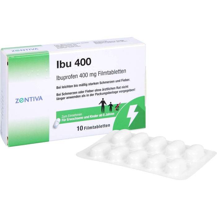 ZENTIVA Ibu 400 mg Filmtabletten bei Schmerzen und Fieber, 10 St. Tabletten