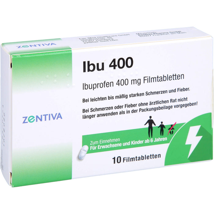 ZENTIVA Ibu 400 mg Filmtabletten bei Schmerzen und Fieber, 10 St. Tabletten